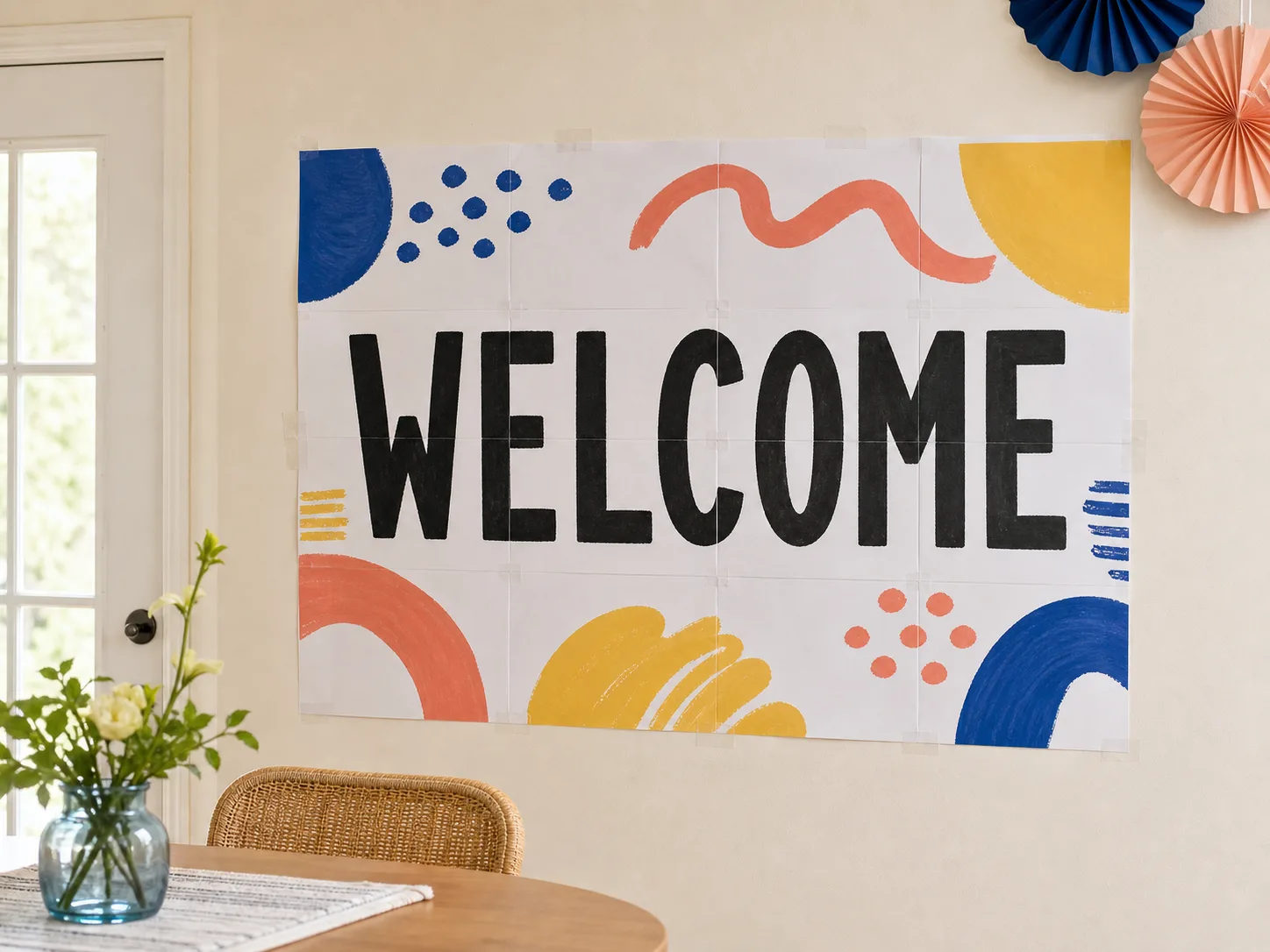 Tiled welcome sign at an event